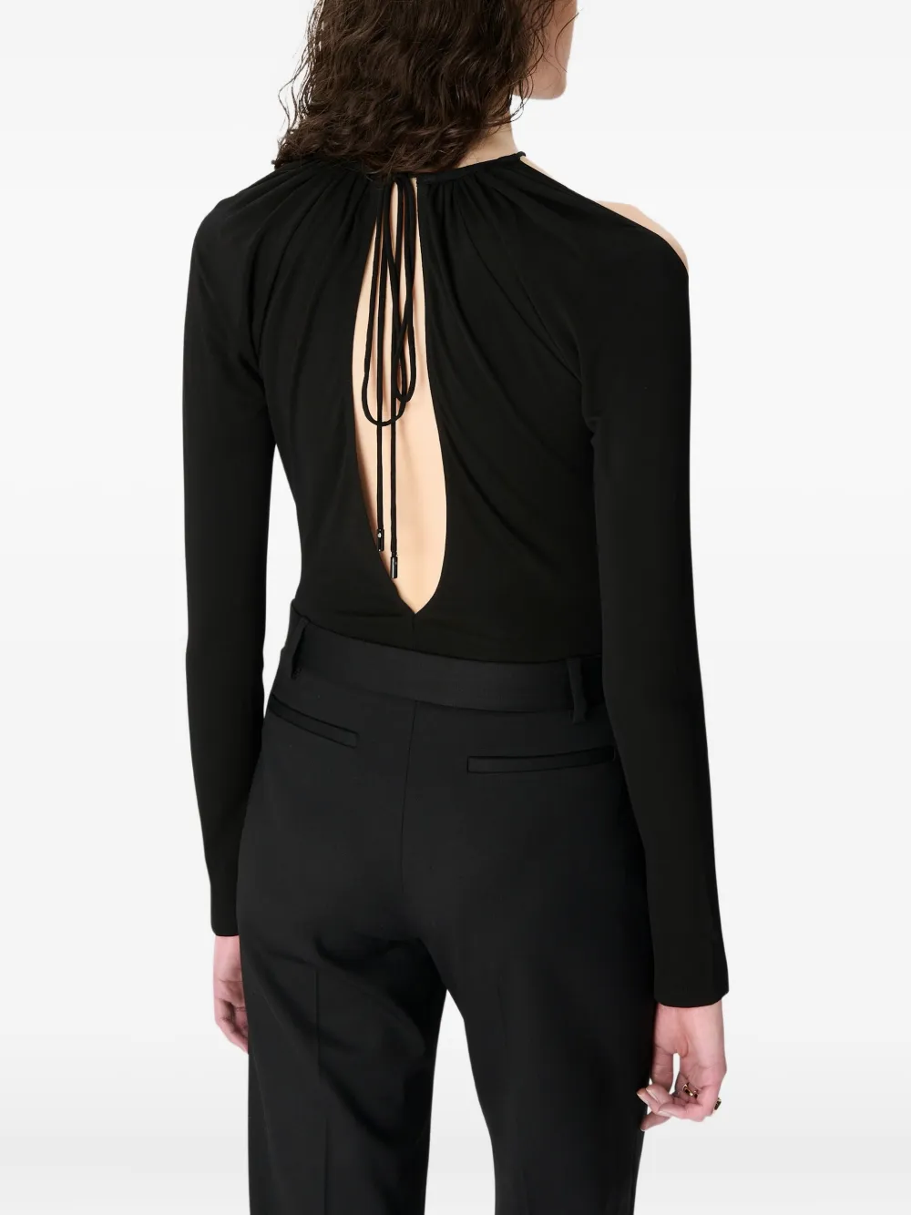 Marine Serre Black Stretch Viscose Bodysuit In Black