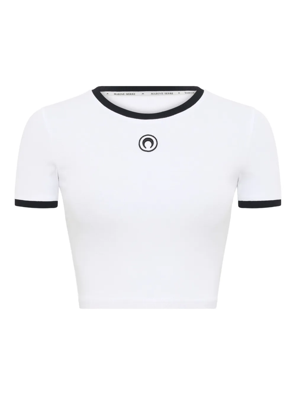 Marine Serre moon-logo ribbed crop top | White | Image 1