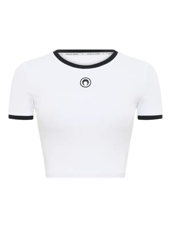 MARINE SERREムーンロゴトップス Moon Logo Fleece Cropped Sweatshirt • Marine Serre