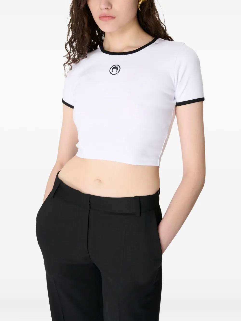 Marine Serre moon-logo ribbed crop top | T-Shirts & Jersey Shirts | Image 2