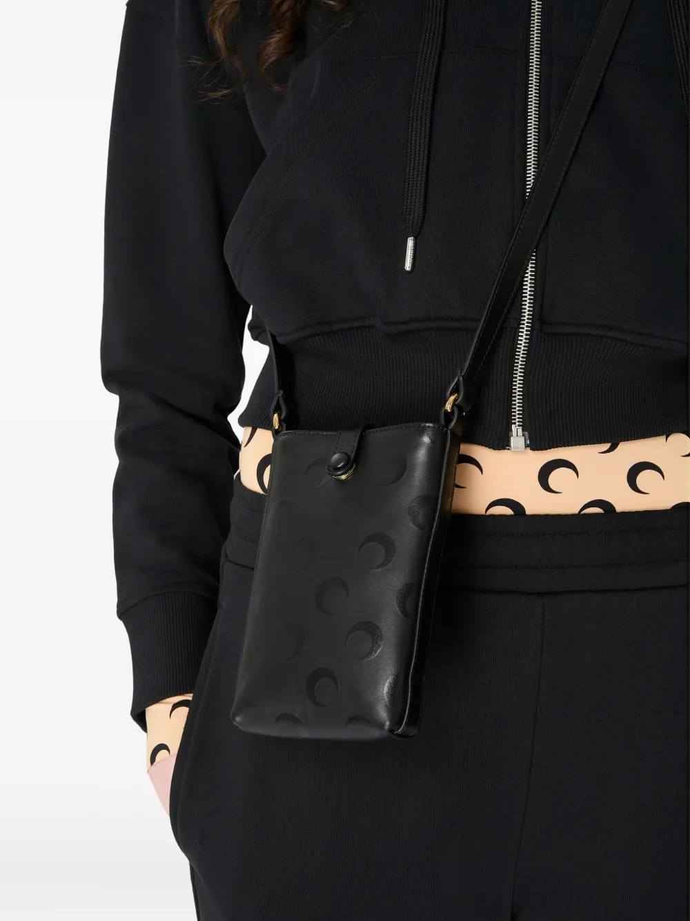 Marine Serre Moon canvas telefoonhoesje Zwart