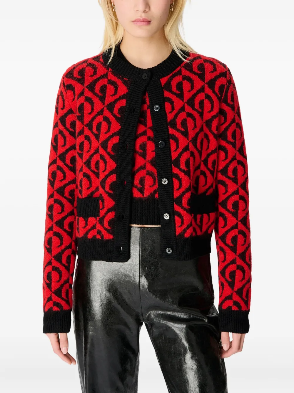 Marine Serre Moon gebreid vest Rood