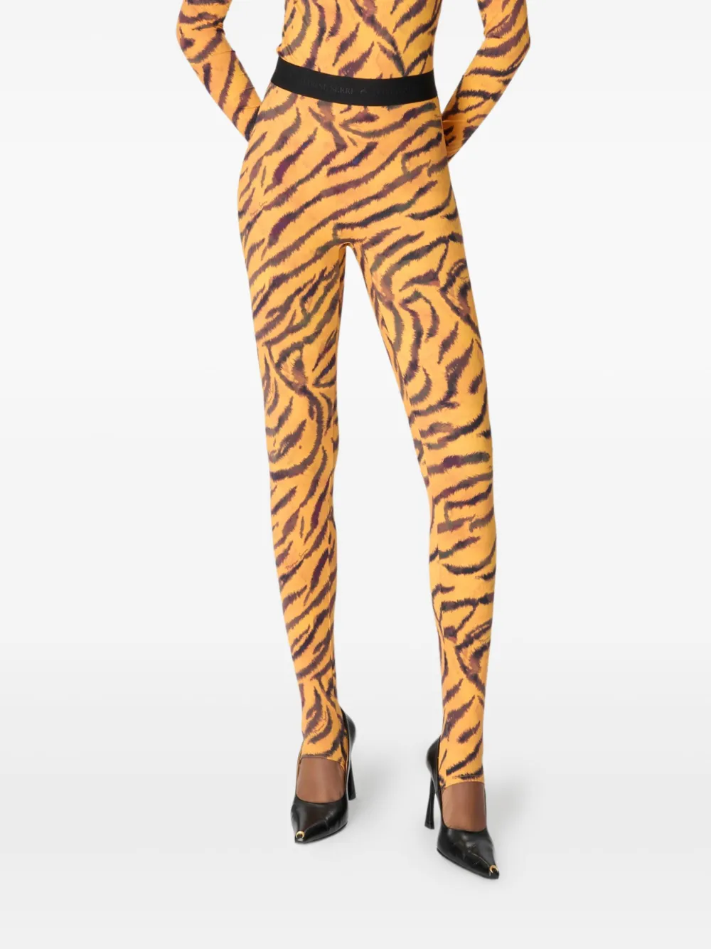 Marine Serre tiger-print leggings - Oranje