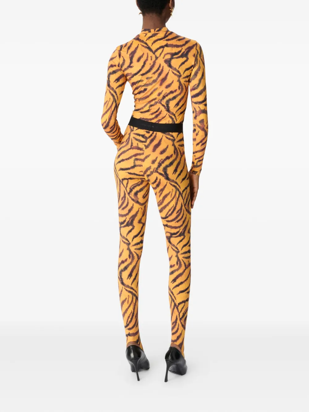 Marine Serre Top met col en tijgerprint Oranje