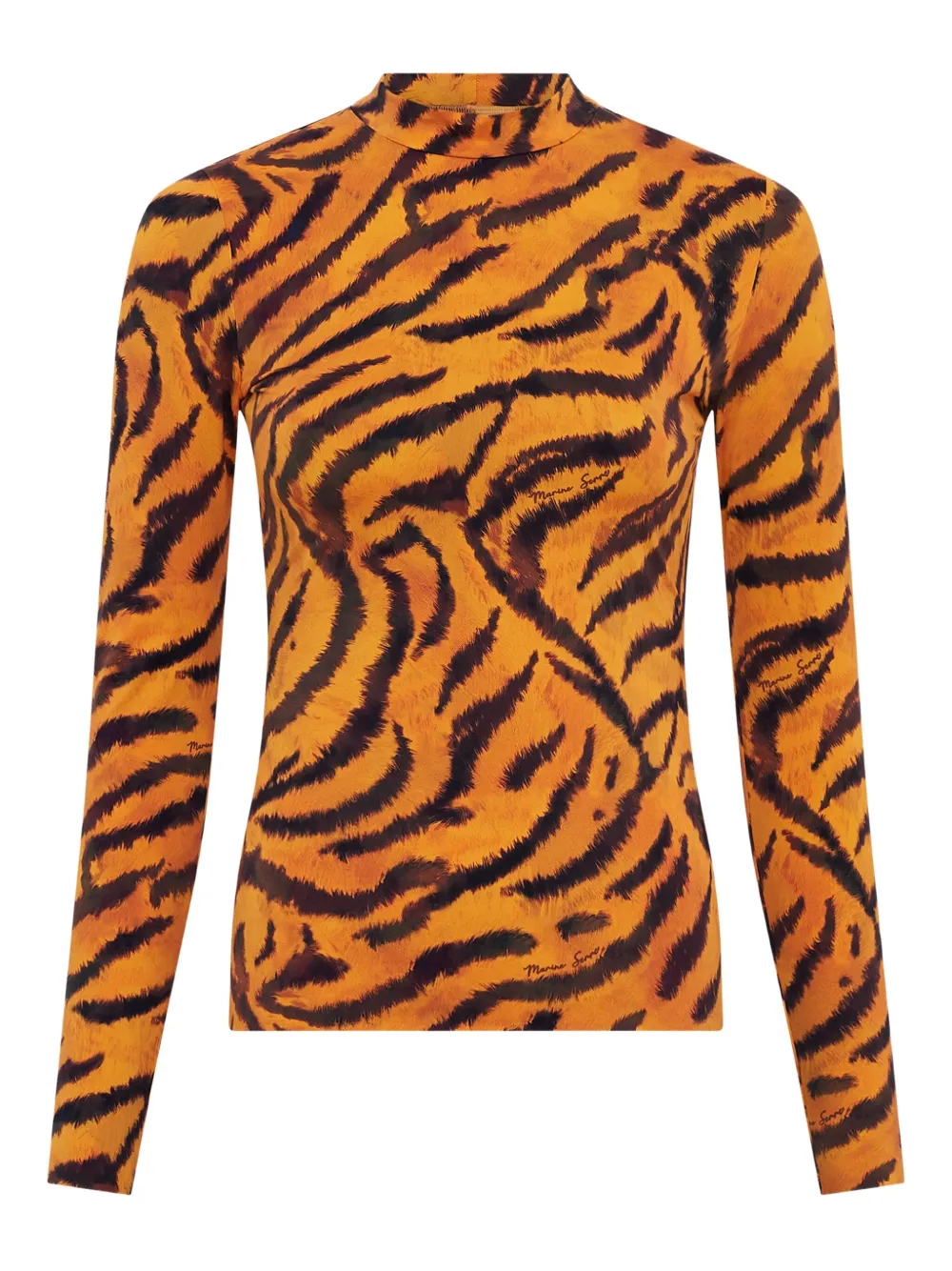 Marine Serre tiger-print turtleneck top | Orange | Image 1