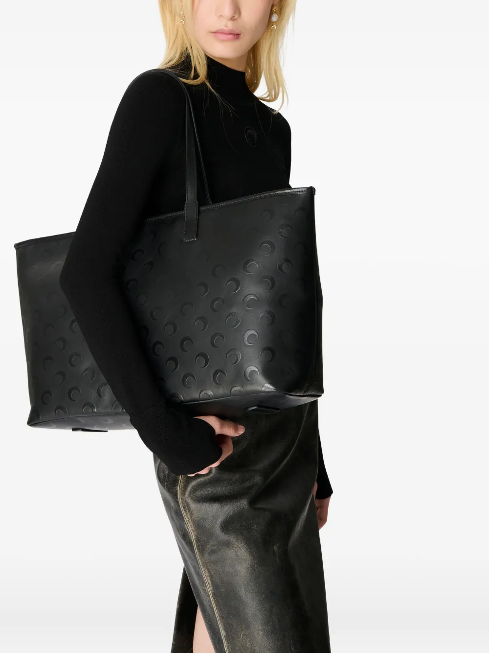 Marine Serre Moon canvas tote bag - Zwart