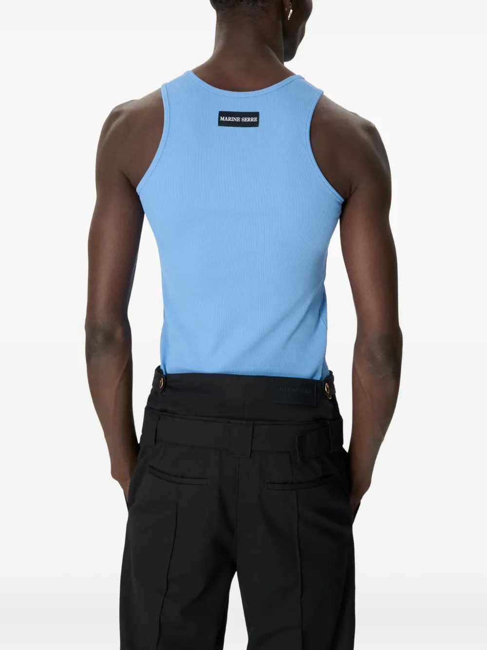 Marine Serre Geribbelde jersey tanktop met maan-logo - Blauw
