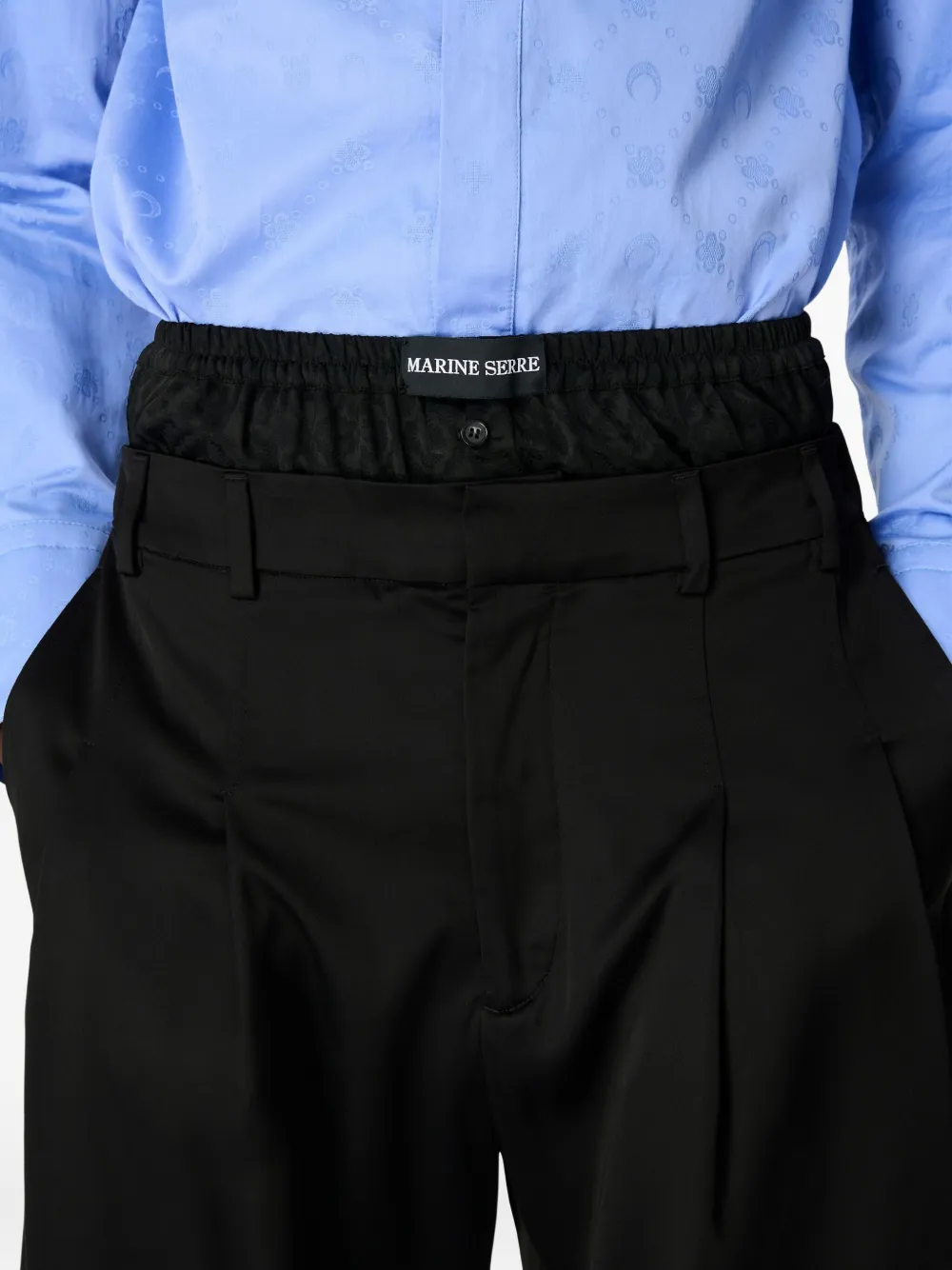 Marine Serre Popeline overhemd met monogram-jacquard Blauw