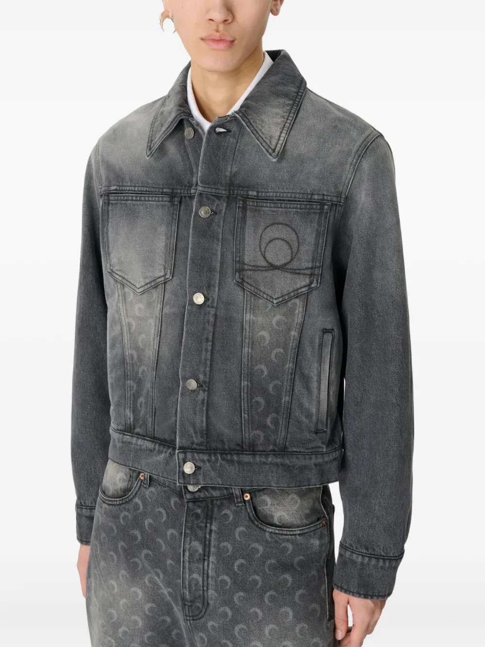 Marine Serre Denim jack Grijs