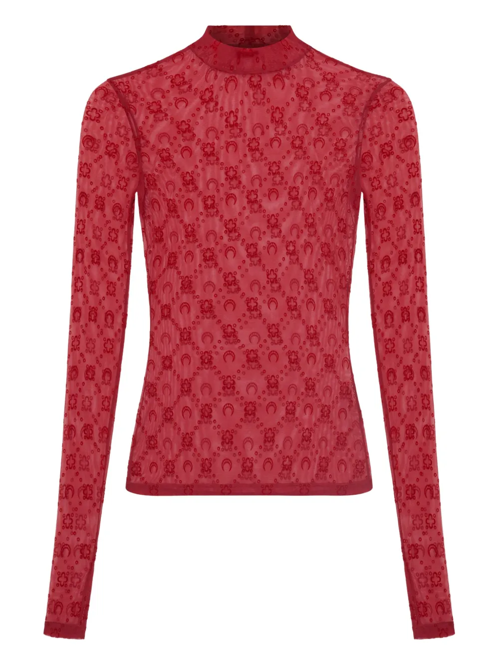 Marine Serre High-neck Long-sleeved T-shirt In Red