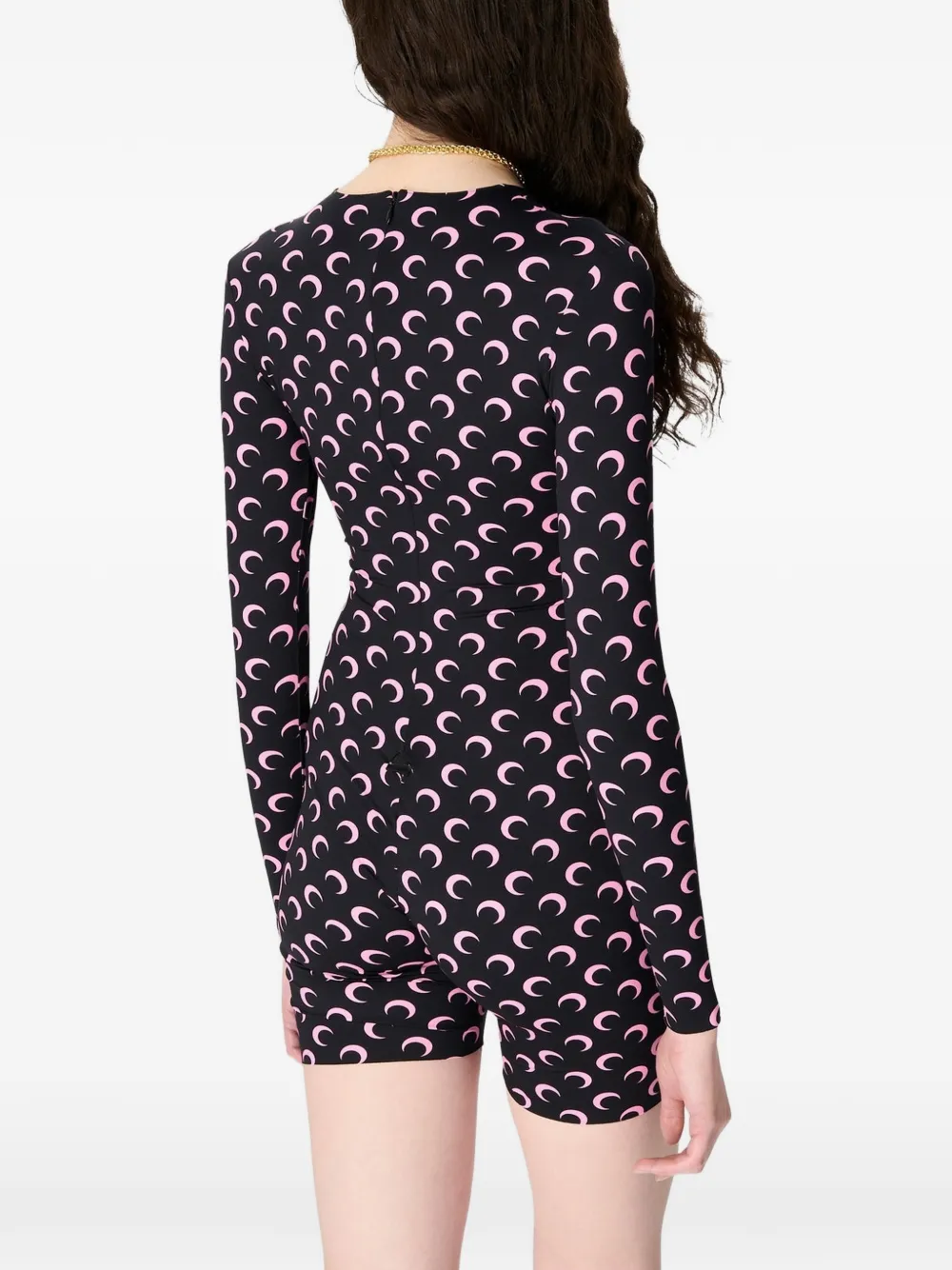 Marine Serre Jersey playsuit met maanprint Zwart