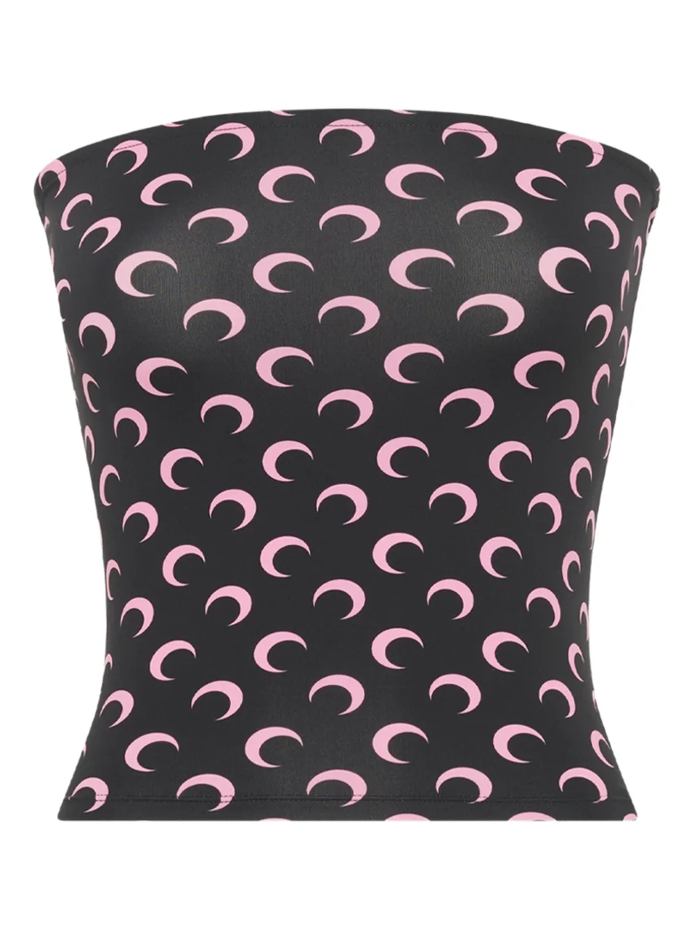 Marine Serre Strapless Fitted Printed Blouse Top In Black