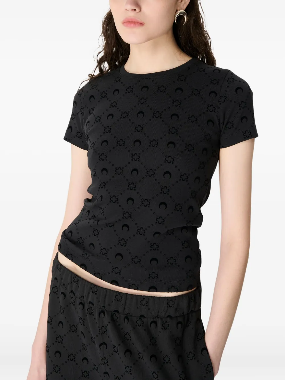 Marine Serre playera con monograma | negro | Image 1
