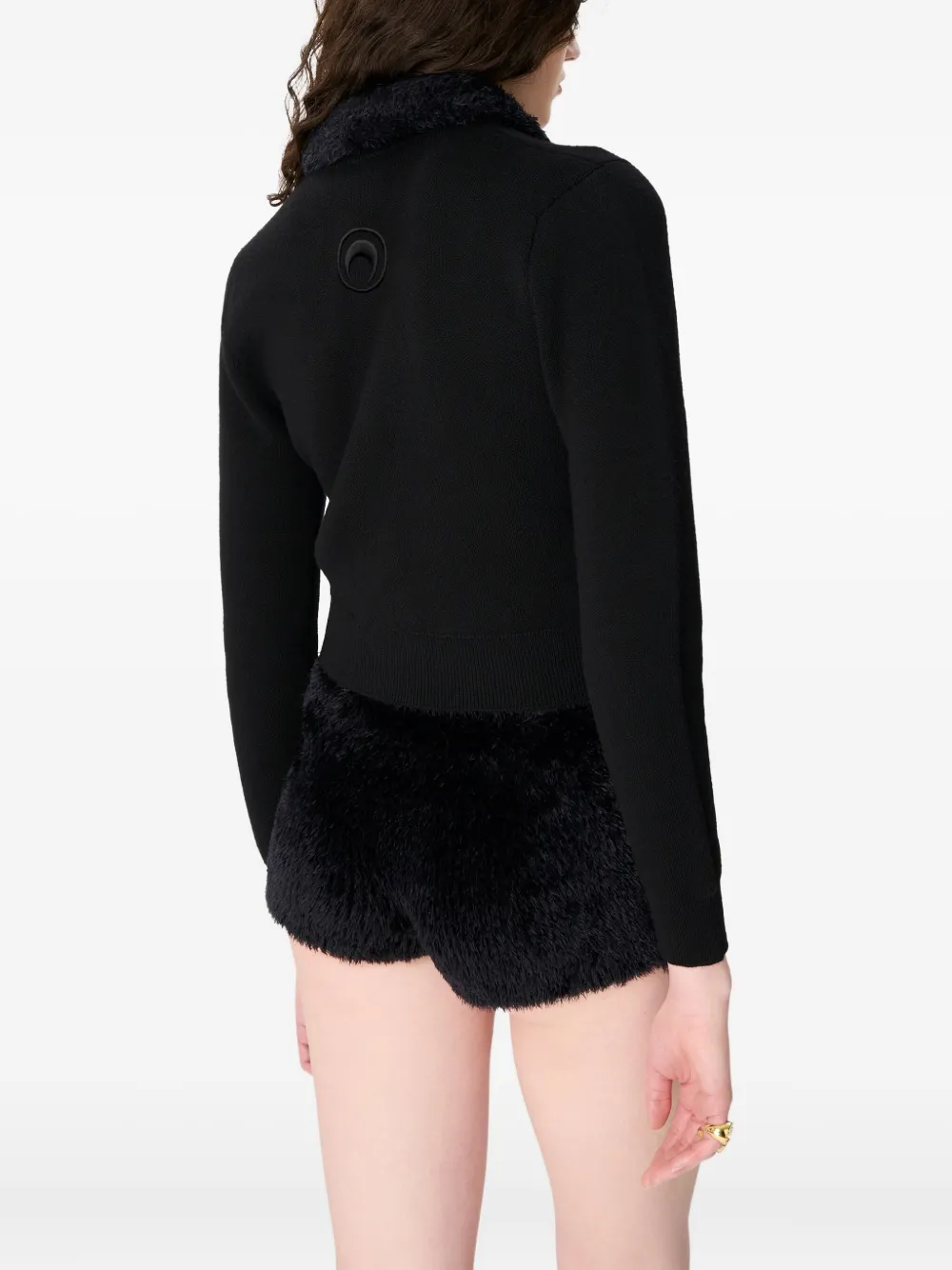Marine Serre Fluffy-knit Short Shorts In Black