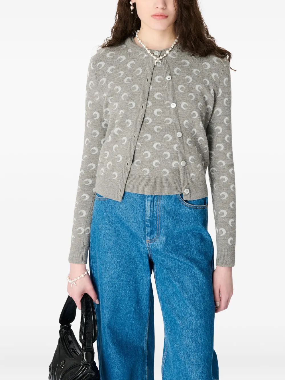 Marine Serre Vest met maan jacquard Grijs