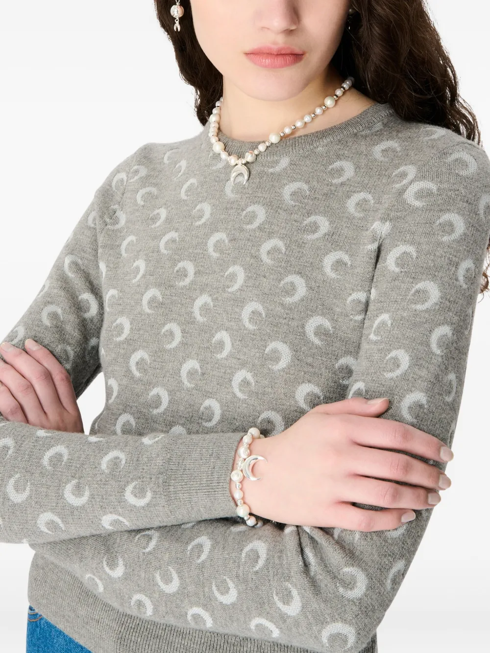 Marine Serre Vest met maan jacquard Grijs