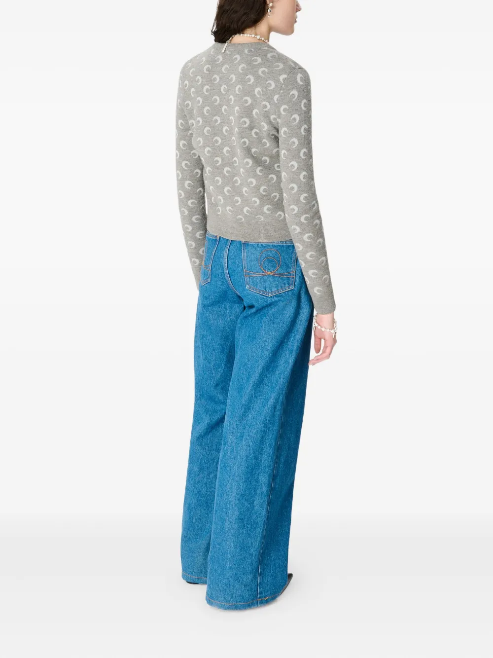 Marine Serre Vest met maan jacquard Grijs