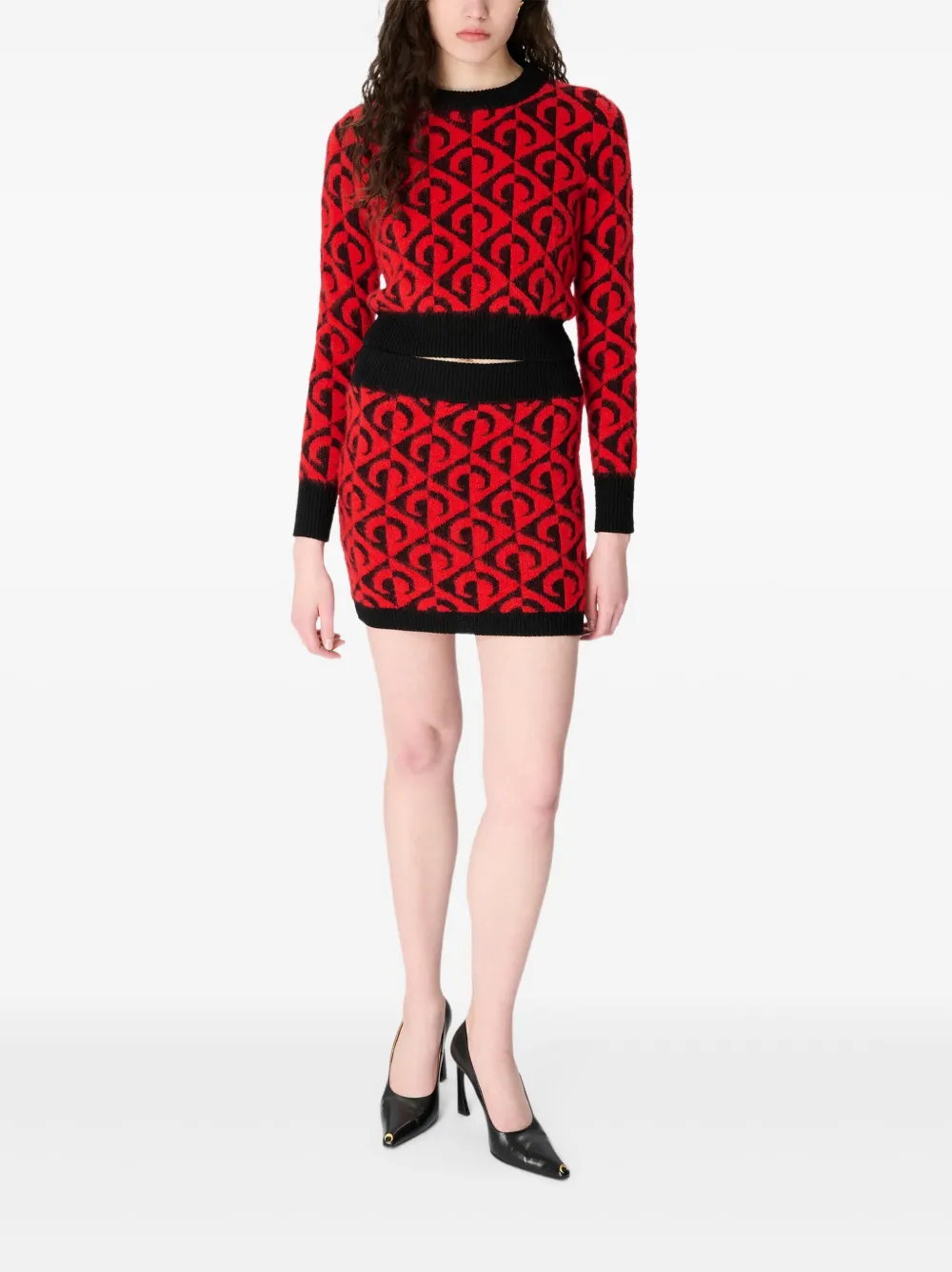 Marine Serre Moon gebreide trui Rood