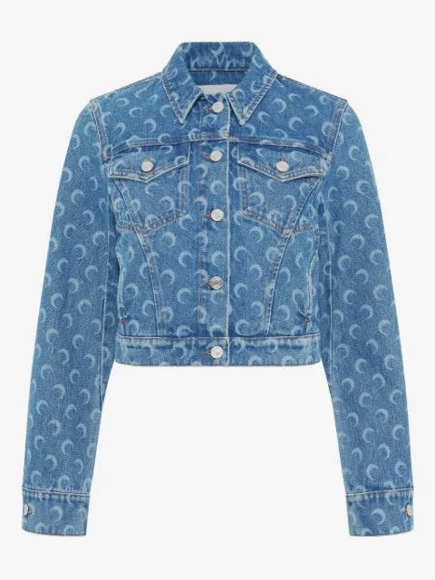 Marine Serre veste en jean à imprimé demi-lune
