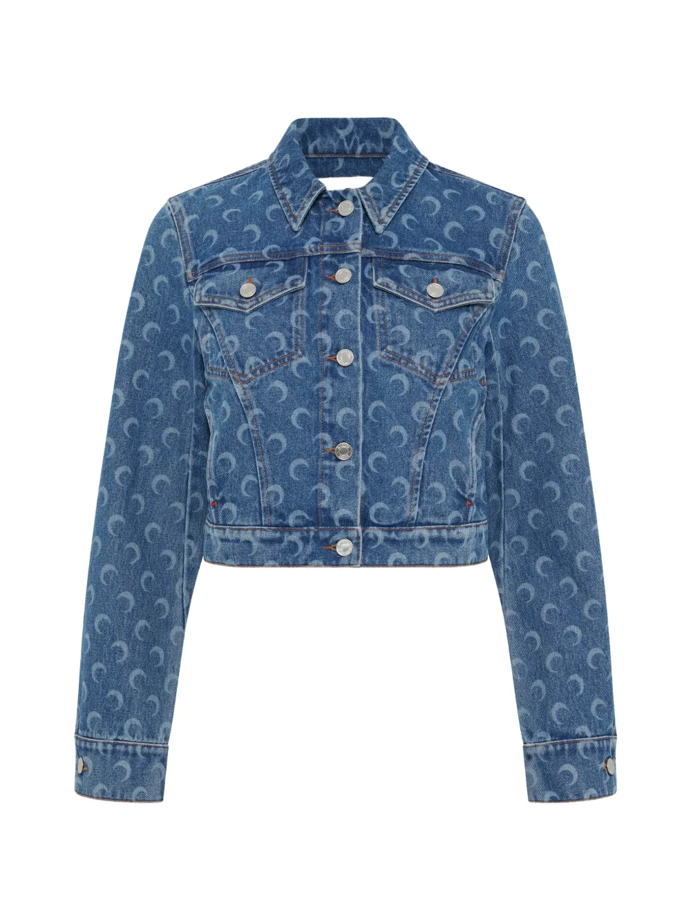 Marine Serre Denim jack met maanprint Blauw