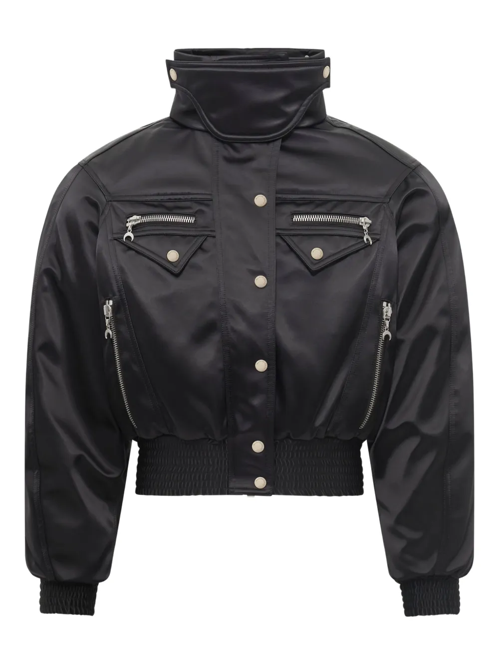Marine Serre satin bomber jacket | Black | Image 1