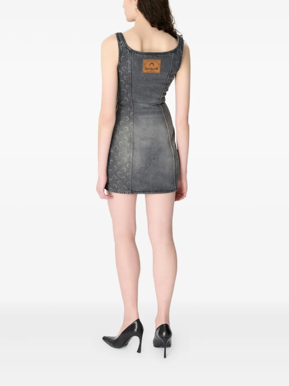 Marine Serre Moon Sleeveless Denim Dress In Gray