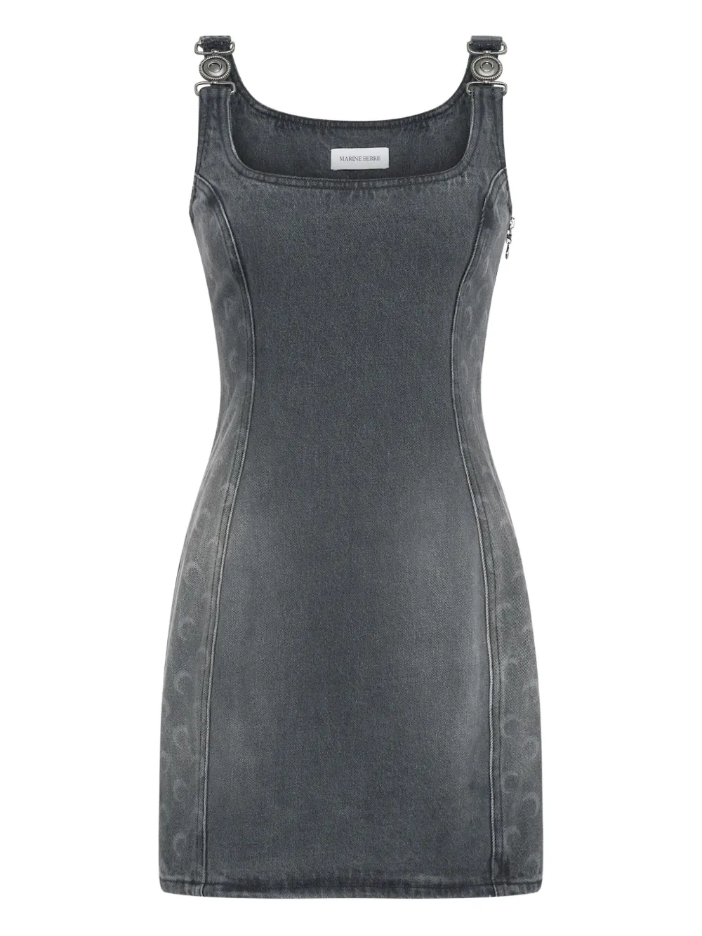 Marine Serre Moon Sleeveless Denim Dress In Gray