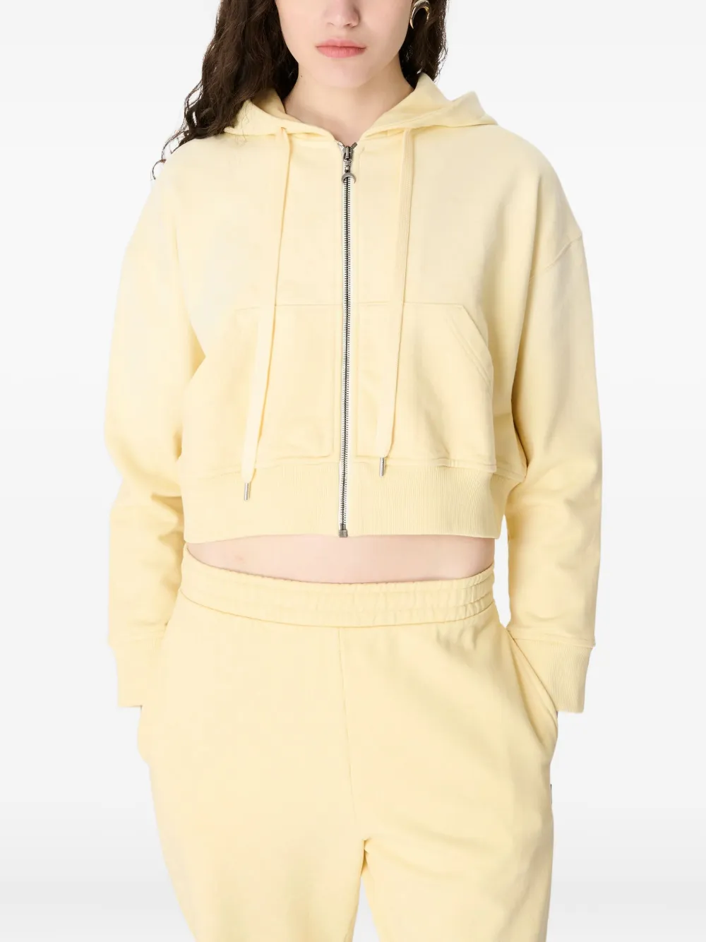 Marine Serre Moon Fleece Zip-up Hoodie In Yellow