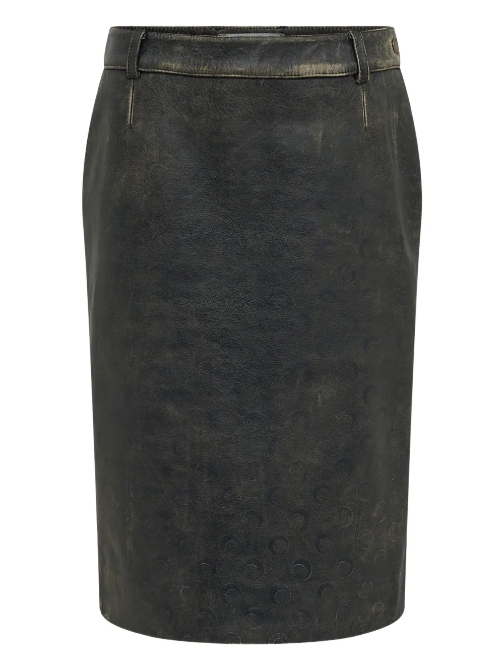 Marine Serre Moon Leather Midi Skirt In Green