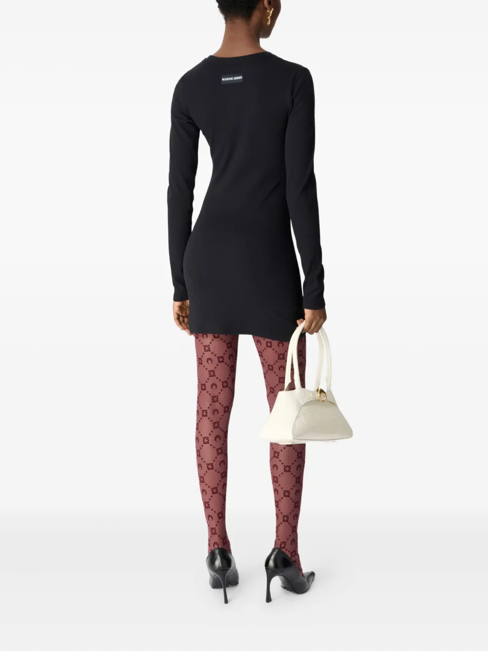 Marine Serre Moonogram Mesh Flock Tights In Red