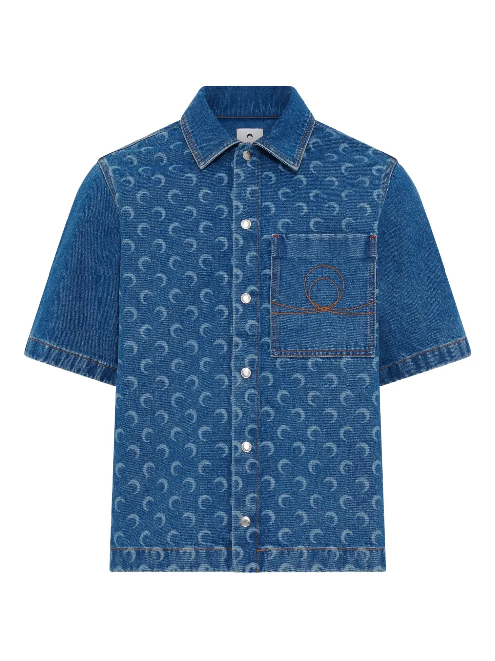 Marine Serre camisa de mezclilla con estampado Moon | azul | Image 1