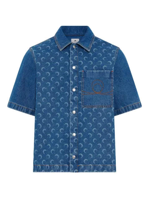 Marine Serre Moon-print denim shirt