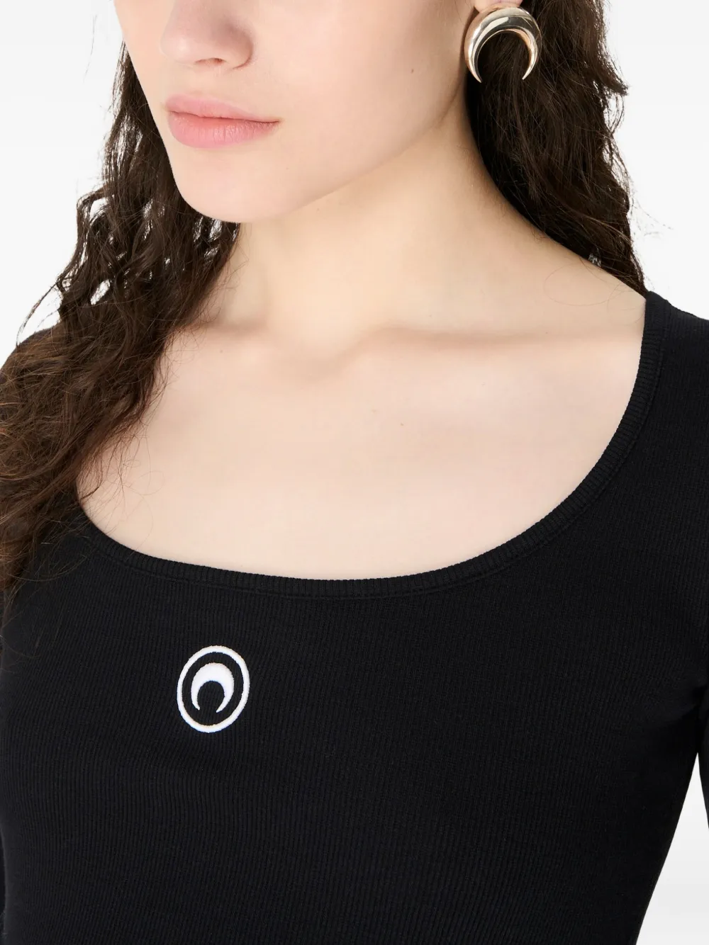 Marine Serre Jersey top met geborduurd logo Zwart