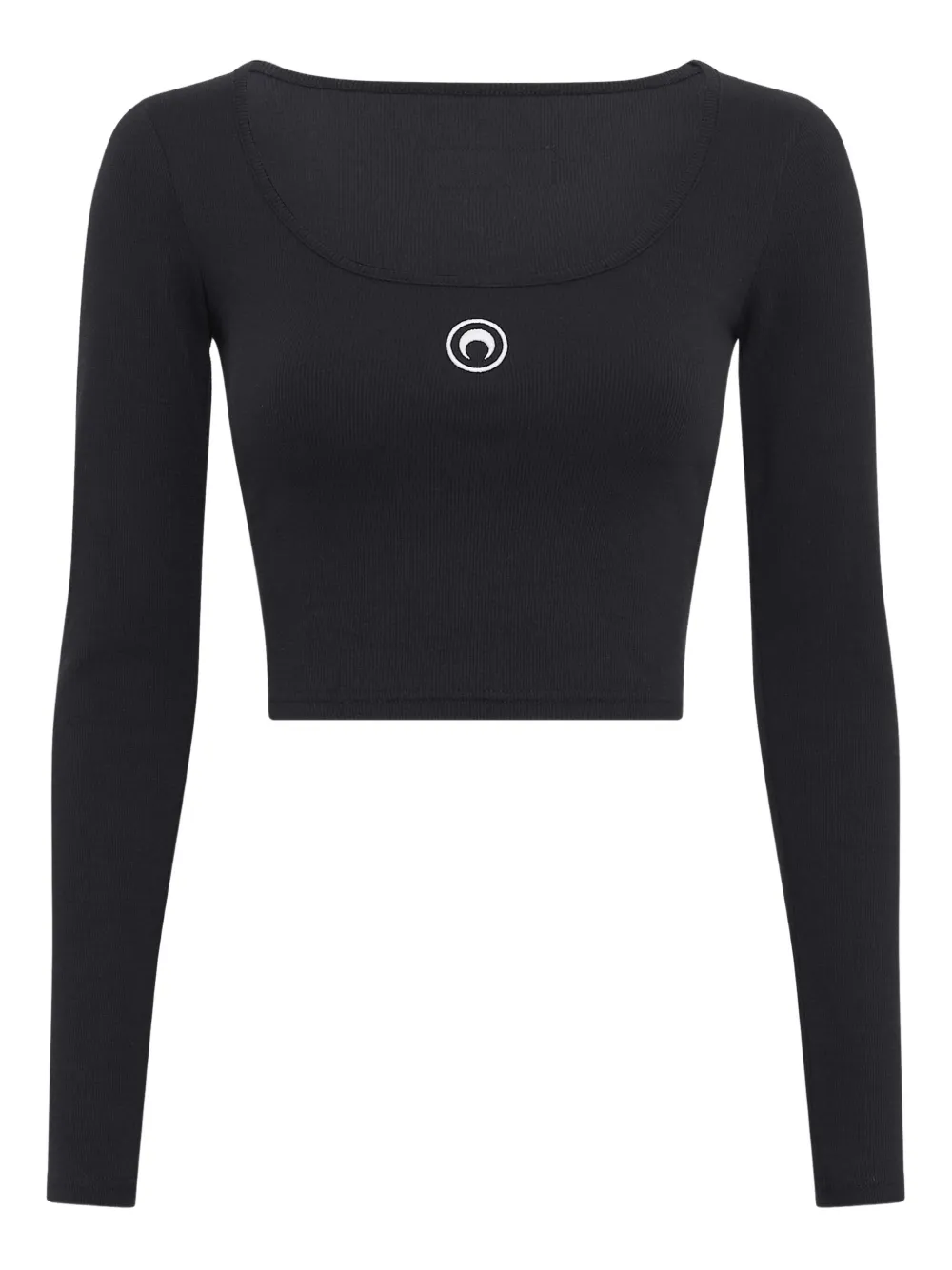 Marine Serre Jersey top met geborduurd logo Zwart