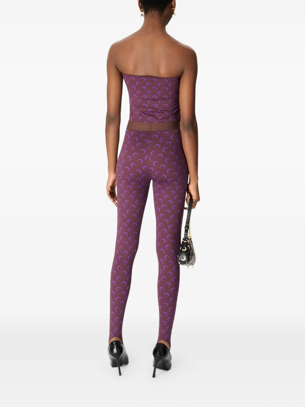 Marine Serre Moon-print Jersey Leggings In Purple