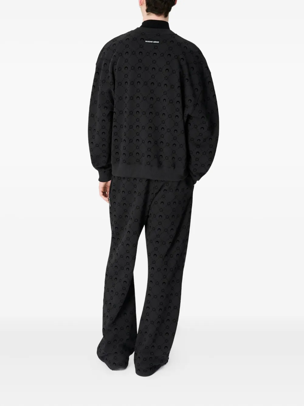 Marine Serre Moonogram Flocked Fleece Sweatshirt In Black
