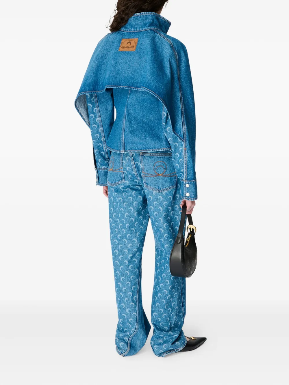 Marine Serre Moon Laser jeans met wijde pijpen - Blauw