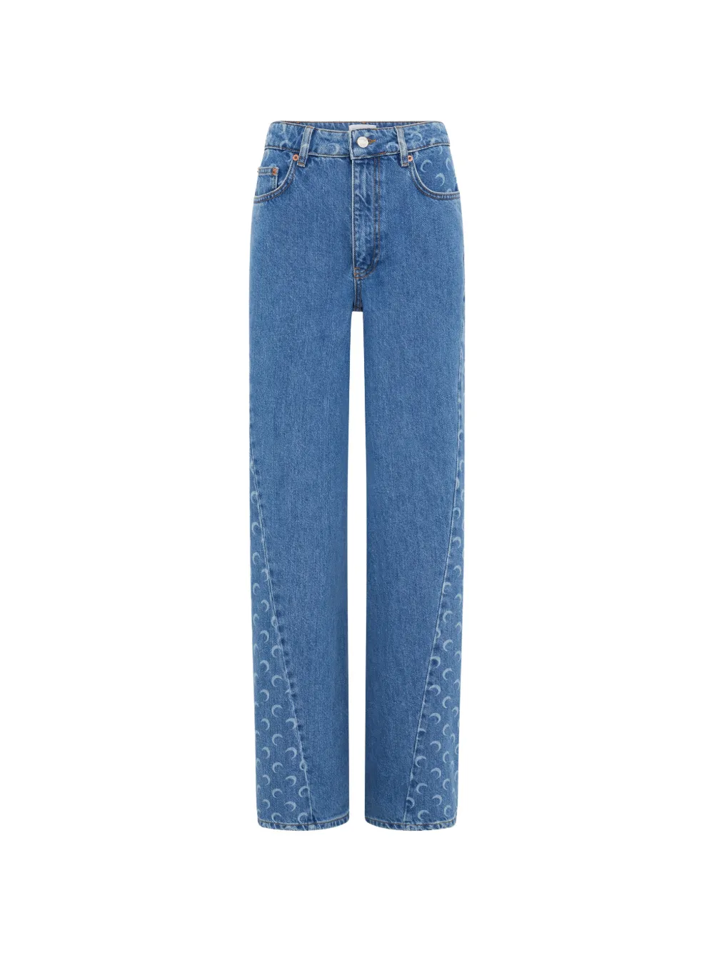 Marine Serre Moon Laser jeans met wijde pijpen Blauw