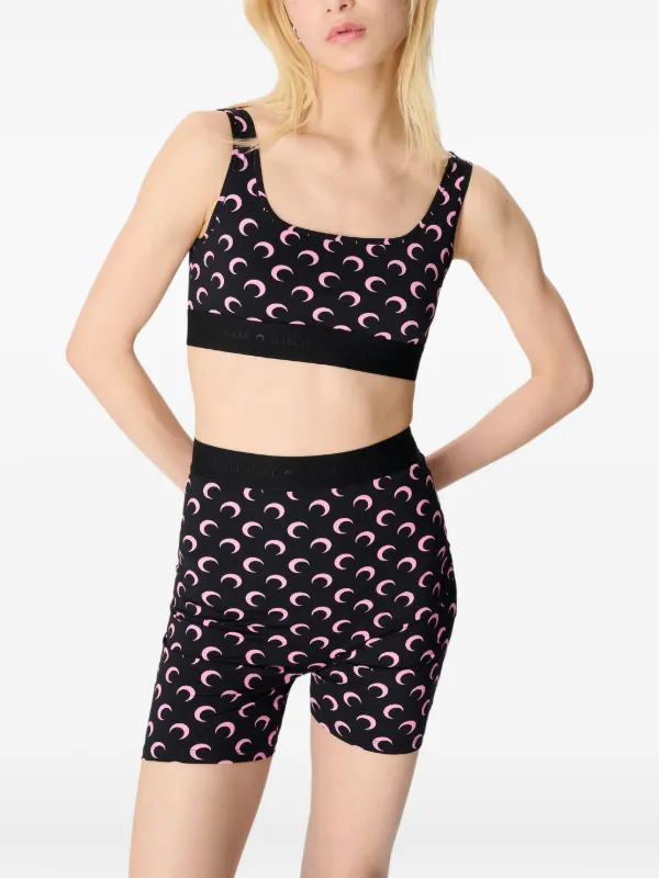 下着・アンダーウェア (rrr) marine serre moon sports bra Moon Logo Stretched Jersey Sport Bra • Marine Serre