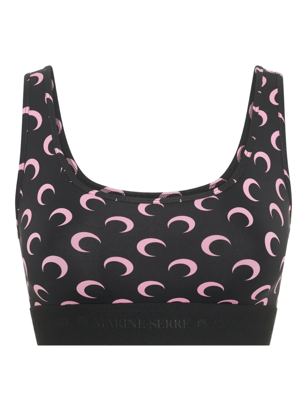 Marine Serre Moon-printed Jersey Sports Bra In Black