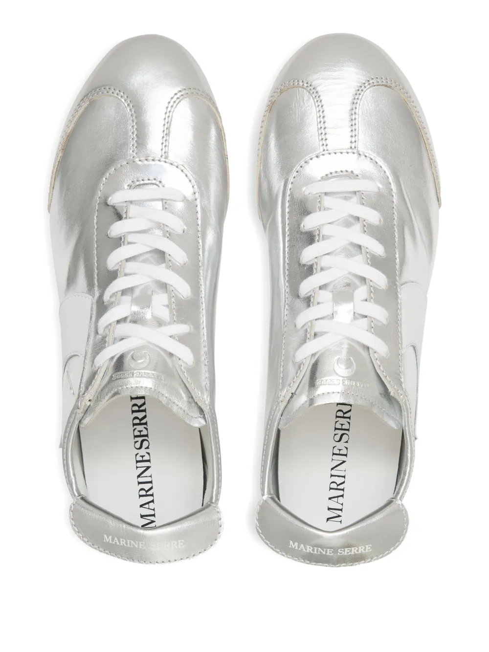 Marine Serre Ms Astra Metallic-effect Leather Sneakers In Metallic
