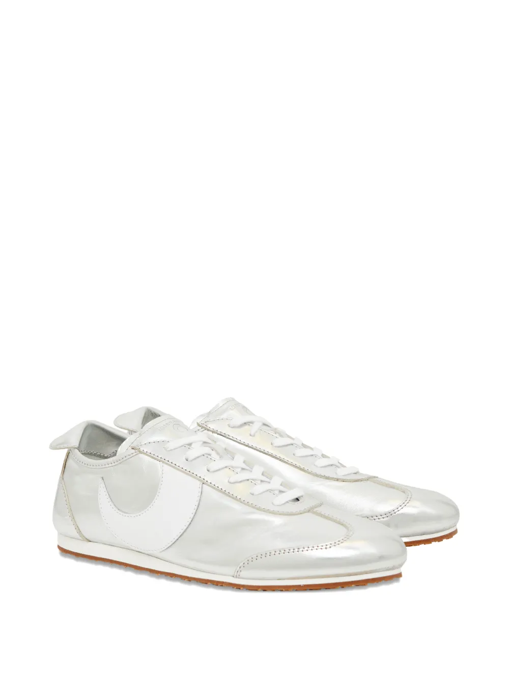 Marine Serre Ms Astra Metallic-effect Leather Sneakers In Metallic