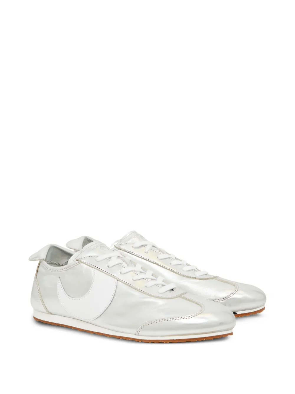  Marine Serre Ms Astra Metallic-effect Leather Sneakers - Grey 