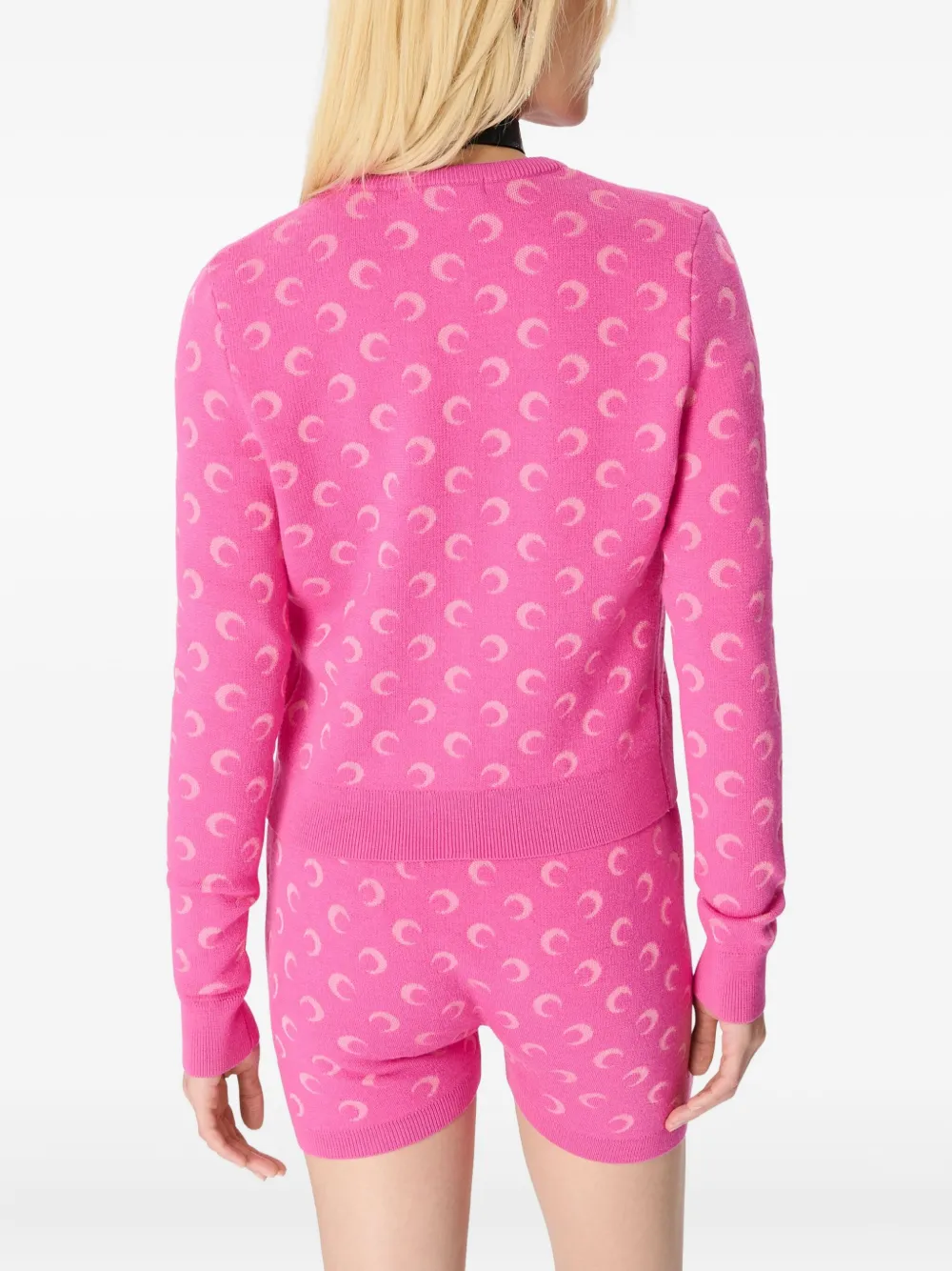 Marine Serre Gebreide shorts met maan-jacquard Roze