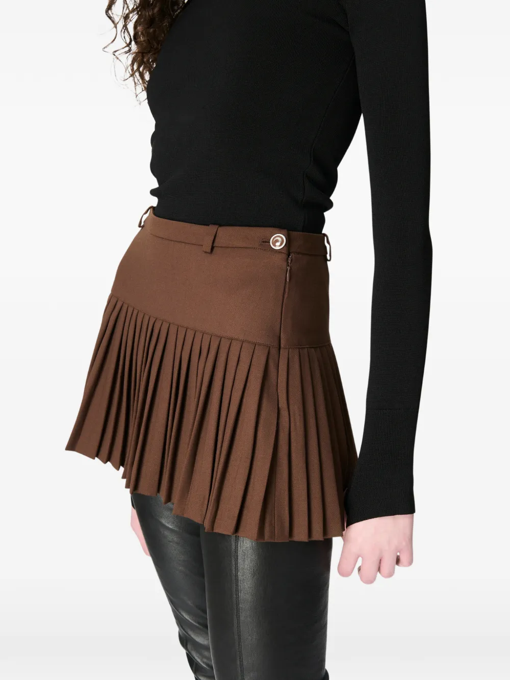Marine Serre Pleated Mini Skirt In Brown