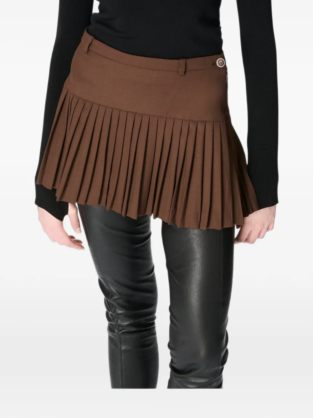 Marine Serre pleated mini skirt - Braun