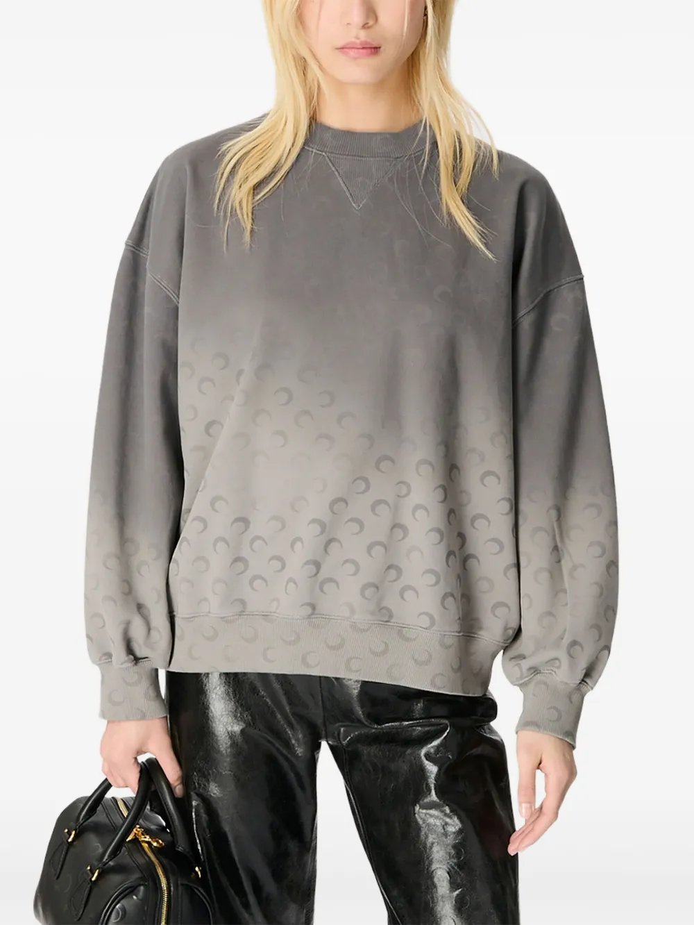 Marine Serre ombré-effect crew-neck sweatshirt | Grey | Image 1