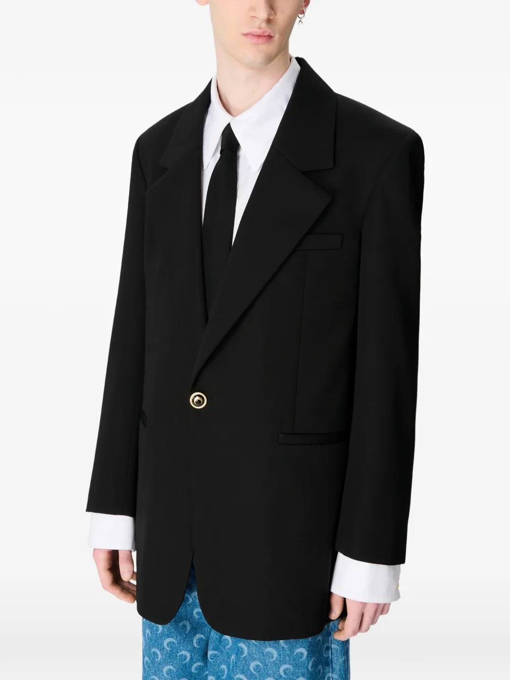 Marine Serre Twill boxy blazer Zwart