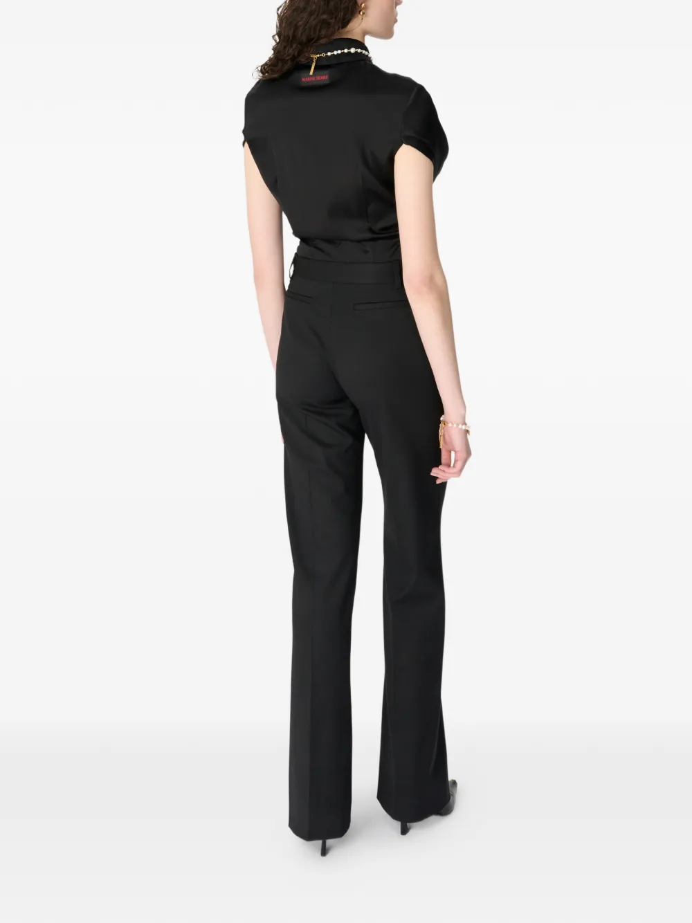 Marine Serre Virgin-wool Straight Trousers In Black
