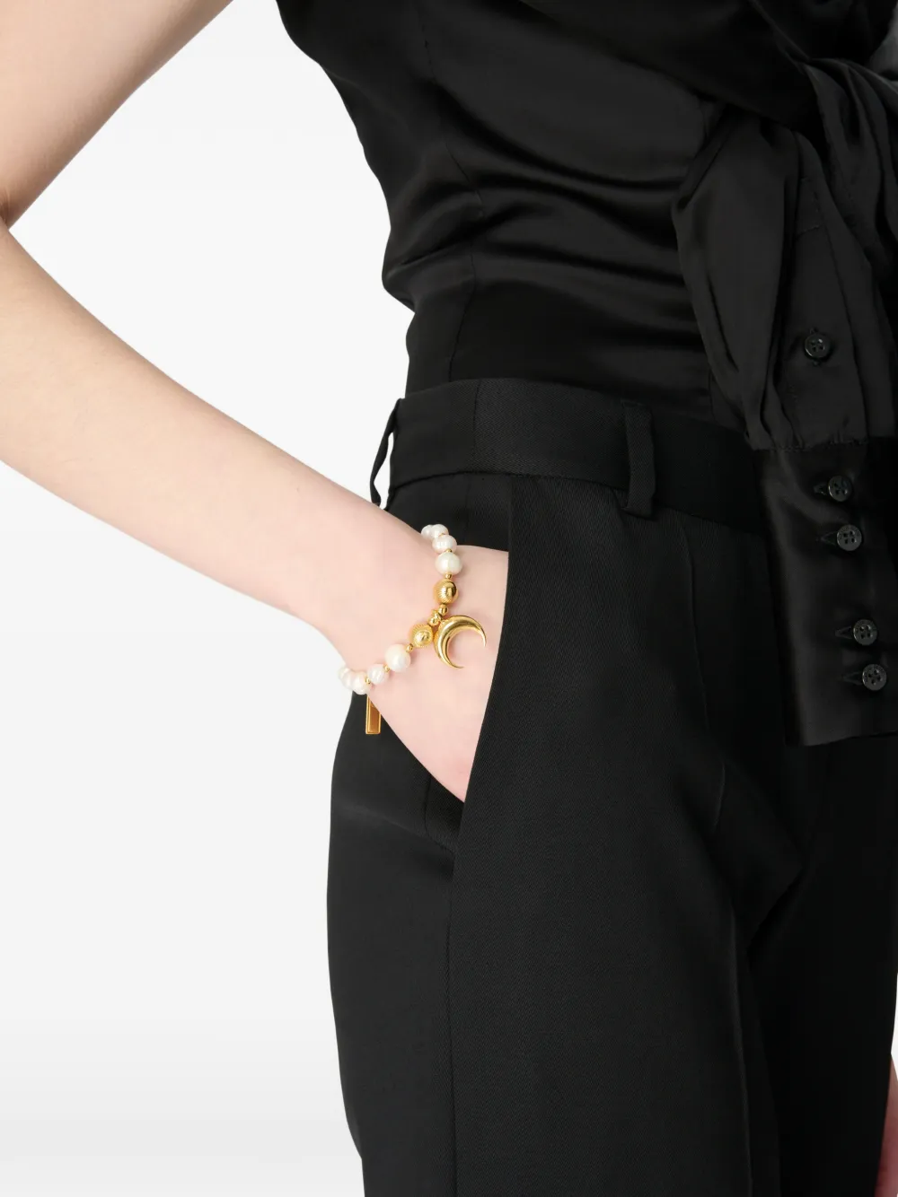 Marine Serre Straight broek van scheerwol Zwart